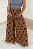 Beige Polka Dot Wide Leg Elastic Waist Casual Pants