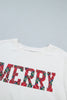 White Plaid Letter Print Short Sleeve Top Elastic Waist Pocket Shorts Lounge Set