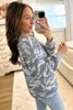 Multicolour Camouflage Long Sleeve Round Neck Shift Pullover Top