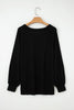 Delicacy Exposed Seam Textured Knit V Neck Pullover Top