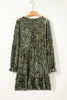 Coffee Plus Size Velvet Babydoll Mini Dress with Puff Sleeve