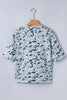 Gray Camouflage Print Single Chest Pocket V Neck Tee