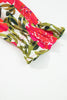 Red Floral Print Lace up V Neck Flounce Sleeve Blouse