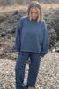 Blue Stripe Long Sleeve Drawstring Waist Plus Size Lounge Pants Set
