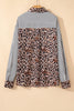 Black Striped Leopard Print Patchwork Button Up Womens Shirt