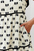 White Bow Knot Color Contrast Trim Knotted Shoulder Mini Dress