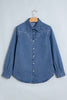 Dusk Blue Western Embroidered Collar Long Sleeve Denim Shirt