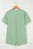 Grass Green Loose Half Sleeve V Neck Knit Romper