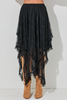 Black Lace Cascading Tiered High Waist Maxi Skirt