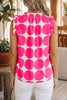 Blue Polka Dot Print Frilled Round Neck Shift Tank Top