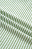 Green Stripe Shirt Collar Half Sleeve Blouse