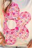 Jet Stream Floral Patched Raw Seam Big Flower Oversize Tee