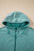 Black Half Zip Kangaroo Pocket Mineral Wash Baggy Hoodie