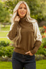Desert Palm Colorblock Raglan Puff Sleeve Mock Neck Sweater