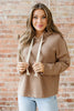 Casual Thermal Textured Lace Drawstring Baggy Hoodie