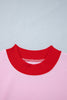 Pink Colorblock Trim Crewneck Long Sleeve Pullover Sweatshirt