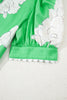 Green Floral Ric Rac Edge Puff Sleeve Button Up Summer Shirt