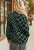 Green Checkerboard Flap Pocket Button Front Shacket
