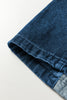 Sail Blue Checkered Side Panel Patchwork Drawstring Loose Denim Pants