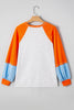 Light Grey Thanksgiving Turkey Sequin Graphic Color Block Long Raglan Sleeve Top