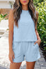Pink Stitched Detail Loose Tank Top Cotton 2pcs Short Set