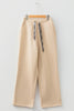 Oatmeal Fleece Lined Leopard Drawstring Elastic Waist Solid Pants