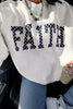 Gray High Neck Polka Dot Slogan Printed Baggy Sweatshirt