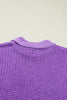 Wisteria Solid Color Knit High Neck Short Sleeve Sweater