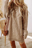 Burgundy Cable Knit Drop Shoulder Loose Fit Sweater Dress