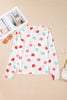 White Sheer Mesh Valentines Slogan Heart Printed Long Sleeve Top
