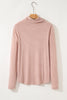 Pale Chestnut Horizontal Twist Ribbed Drawstring Cowl Neck Knit Top