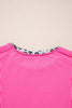 Bonbon Leopard Patchwork Corded Knit Crew Neck T Shirt