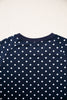 Brown Polka Dot Drawstring Wide Leg Long Sleeve Top Pant Set