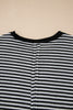 Black Stripe Ribbed Trim Drop Shoulder Long Sleeve Oversize Top