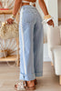 Beau Blue Lace Trim Casual Full-Length Regular Fit Jeans
