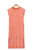 Carrot Mineral Wash Pocketed T-shirt Long Dress