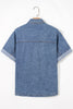 Ashleigh Blue Button Flap Pocket Cuffed Short Sleeve Denim Shirt