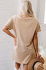 Pale Khaki Mineral Wash Stud Beaded Star Graphic Pocketed T Shirt Dress