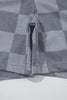 Gray Checkered V Neck Tee Drawstring Shorts Lounge Set