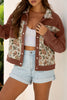Clay Ribbed Retro Floral Patchwork Shirt Style Jacket