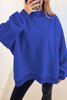 Black Oversize Drop Shoulder Reversible Mock Neck Sweatshirt