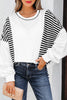 White Stripe Colorblock Patchwork Contrast Stitching Oversize Sweatshirt