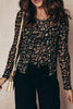 Black Floral Print Mesh Tank Button Front Slim Cardigan 2pcs Set