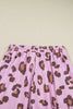 Pink Drawstring Leopard Print Patch Pocket Loose Pants