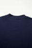 Navy Blue Tiered Ruffle Ribbed Crew Neck Pullover Plus Size Top