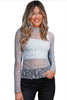 Ashleigh Blue Sheer Floral Lace Long Sleeve Slim Fit Top