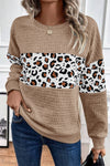 Parchment Leopard Quilted Patchwork Crew Neck Sweatshirt