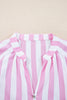 Rose Stripe Bracelet Sleeve Buttons Loose Mini Dress