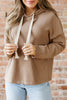 Casual Thermal Textured Lace Drawstring Baggy Hoodie