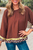 Clay Leopard Detail Loose Bracelet Sleeve Top